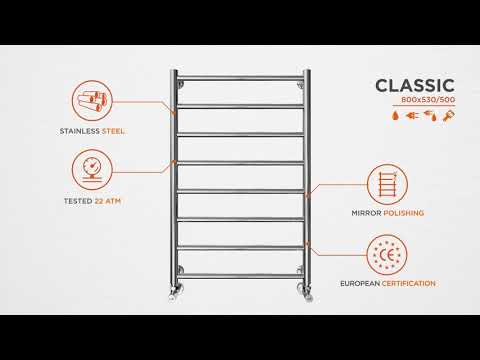 Водяной полотенцесушитель Mario Классик 1.1.0107.01.P (4820111350315, 800x530, хром/сатин/белый глянец/черный матовый/золото/бронза)