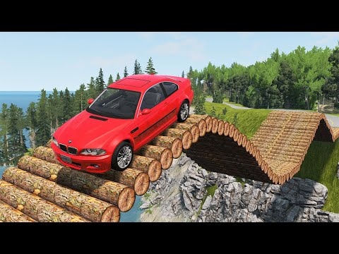 Cars vs Log Bridge and High Speed Bumps - Cars Vs Deep Water - BeamNG.Drive | BeamNG Nation #39