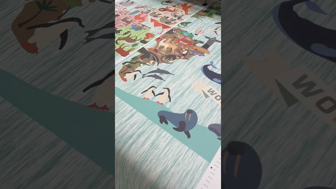 Wallpaper Mural - Animal World Map Aqua on Non Woven Material