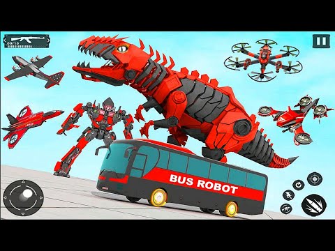 Police Bus Robot Transform War Dino Robot Games - Android iOS Gameplay