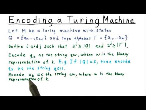 Encoding a Turing Machine - Georgia Tech - Computability, Complexity, Theory: Computability