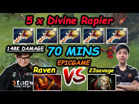 5 x Divine Rapier Fnatic 23savage [Lycan] VS Raven [Ember Spirit] EpicGame 70 Mins Dota 2 Gameplay