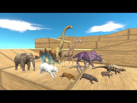 Speed Race Herbivore Dinosaurs vs Animals Giant Stairs Tournament - Animal Revolt Battle Simulator