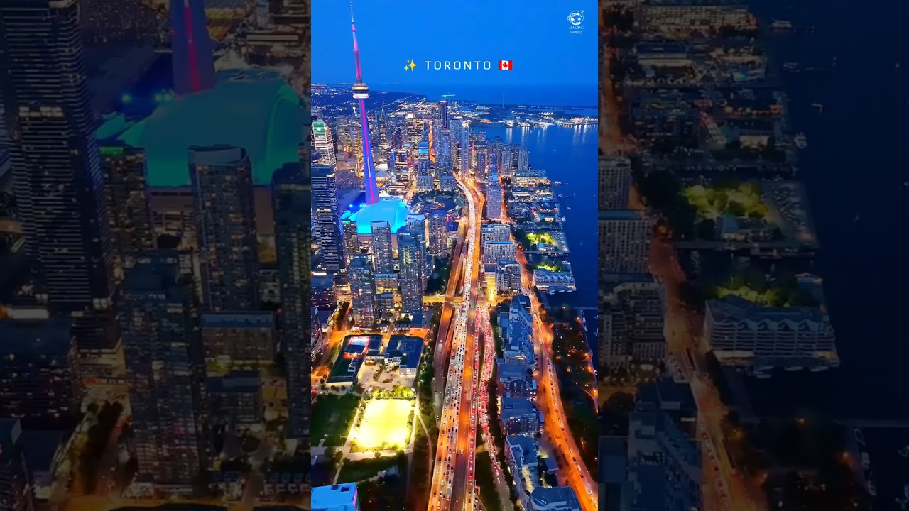 Toronto Drone View 2025 | Stunning Skyline at Night. #toronto #travel