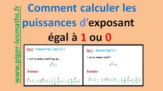 Math 4ème : Les Puissances d'exposant égal à 1 ou 0