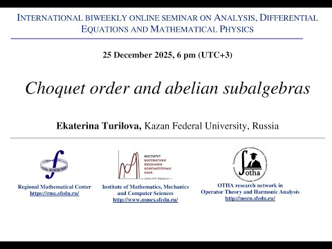 Seminar on Analysis, Differential Equations and Mathematical Physics - Ekaterina Turilova