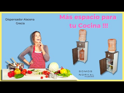 thumbnail video image 2 of Despachador de agua con alacena NORVAL Mueble Porta garrafón Grecia color Nogal, 2 of 10