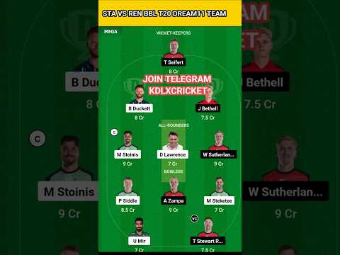 Sta vs Ren dream11 team #shorts #stavsren #bblmatchprediction #kdlxcricket
