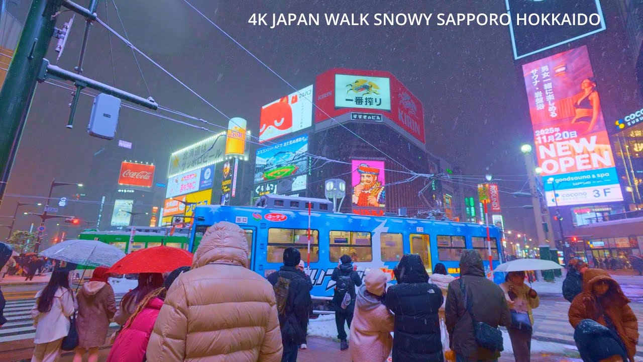 Immersive street-level walking tour through Sapporo Susukino, Japan, showcasing authentic urban landscapes, local architecture, and the vibrant atmosphere of the city's neighborhoods