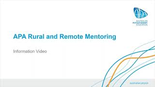 Rural and Remote Mentoring