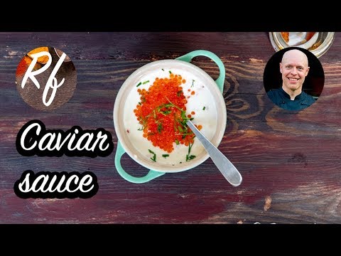 How to make a cold sauce with caviar or roe, crème fraiche, mayonnaise and lemon. >