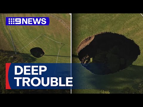 Sinkhole opens on Melbourne oval above tunnel project | 9 News Australia