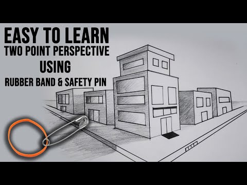 EASY TO DRAW | TWO POINT PERSPECTIVE | USING RUBBER BAND AND SAFETY PIN