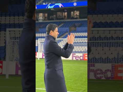 Nasser Al-Khelaïfi, President of Paris Saint-Germain, greeting our fans after the qualification.❤️💙
