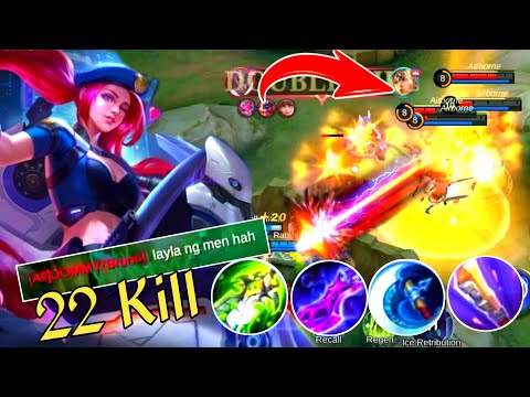22 Kills !! Layla Hacker Build !! Most Try Build To Get 22 Kills ~ Mobile Legends