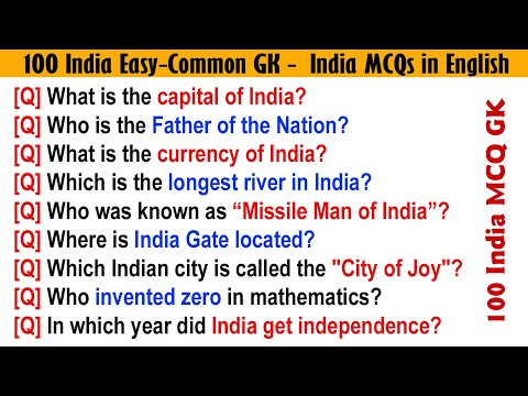 100 Easy India GK Questions and Answers | MCQs on India with Answers | India General Knowledge 2026