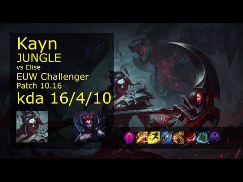 Kayn vs Elise Jungle - EUW Challenger 16/4/10 Patch 10.16 Gameplay