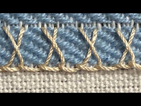 32. Crossed buttonhole stitch - stitch along - dictionary of stitches - slow stitch project