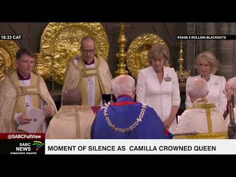 Moment of silence as Charles III and wife Camilla crowned king and queen at Westminster Abbey