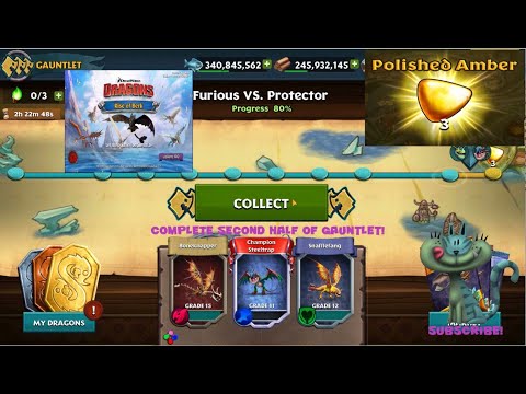 Dragons Rise of Berk Complete Second Half of Gauntlet Furious vs Protector and collect Golden Amber