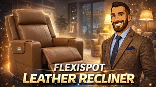 FLEXISPOT Truffle Genuine Leather Power Recliner, Electric Zero-Wall Hugger 1.2" Clearance pd 