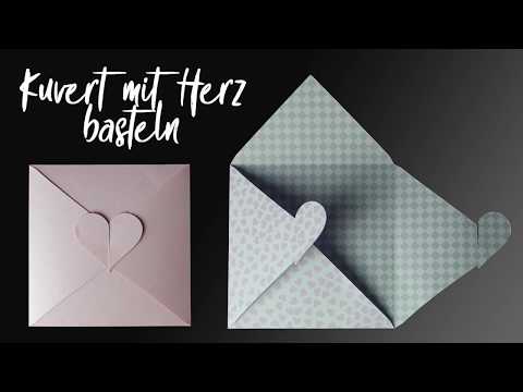 Kuvert mit Herz-Verschluss basteln