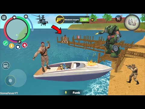 Rope Hero: Vice Town - 6.5.2 New Update (Giant Boat Destroyed on Seashore) Police Car Robot on Dock