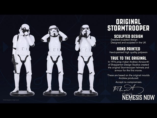 Vídeo relacionado con Nemesis Now Figuras de Stormtrooper de Three Wise Sitting de 11 cm, Resina, Blanco, Oficial Original Stormtrooper, Three Wise Shelf Sitters, colección de película de Ciencia ficción, Fundido en la