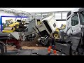 VN24 - Truck crashes into low-loader ahead with road roller - full recovery