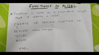FUNCTIONS IN PL SQL WITH EXAMPLES | PL/SQL TUTORIAL