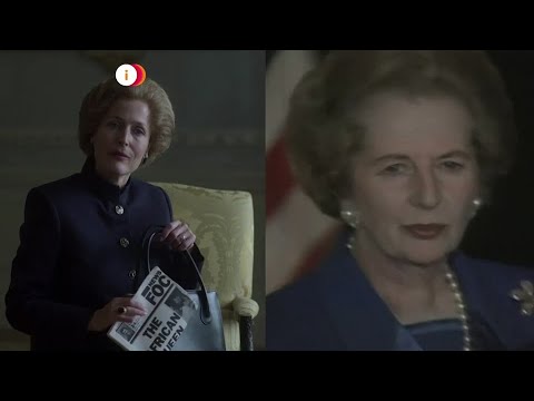 吉利安-安德森在《王冠》中飾演撒切爾夫人。 (Gillian Anderson as Margaret Thatcher in 'The Crown')