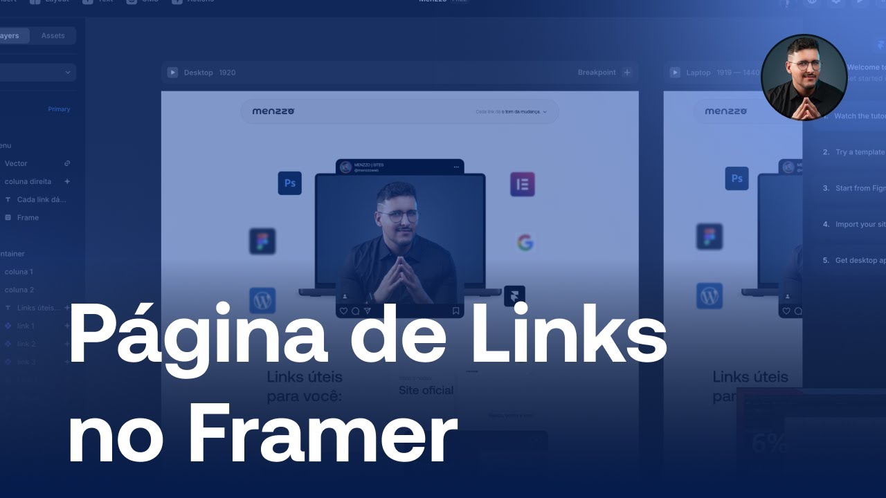 Como CRIAR uma PÁGINA DE LINKS no Framer  | Recriando a Página de Links da Menzzo
