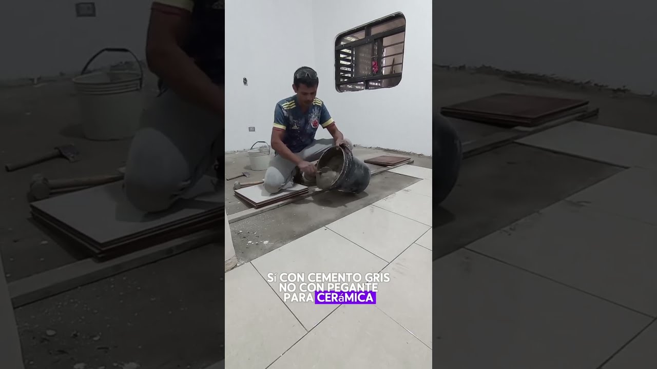 💚Como instalar cerámica con cemento gris #construction #albañiles