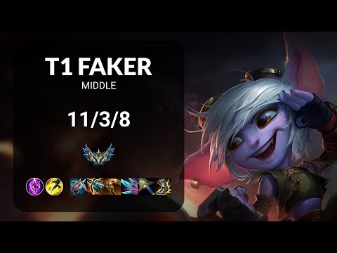 T1 Faker Tristana vs Orianna MIDDLE - KR CHALLENGER Patch 13.18