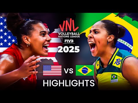 USA 🇺🇸 vs BRAZIL 🇧🇷 | HIGHLIGHTS | Women's VNL 2025