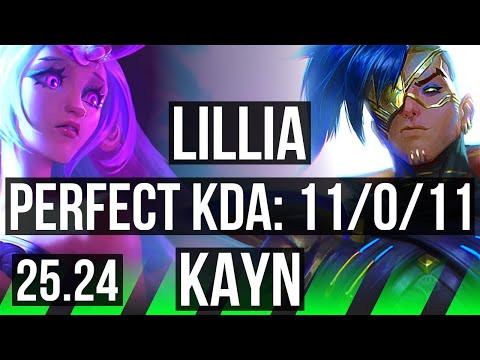 LILLIA vs KAYN (JGL) | Perfect KDA: 11/0/11 | KR Master | 25.24