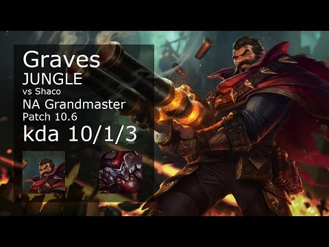 Graves Jungle vs Shaco - NA Grandmaster 10/1/3 Patch 10.6 Gameplay