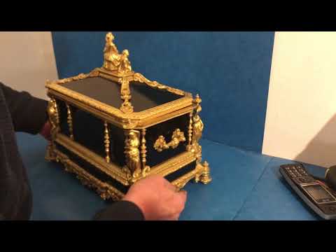 French Ebony and Ormolu Sarcophagus Box