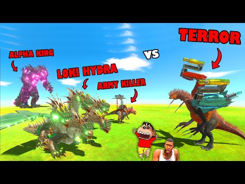 ALPHA KING TITNA, ARMY KILLER, LOKI HYDRA vs TERROR in Animal Revolt Battle Simulator SHINCHAN CHOP