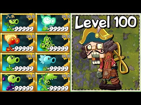 PvZ 2 Every 100 Pea Plant Max Level vs Nutcracker Zombie 100 Level