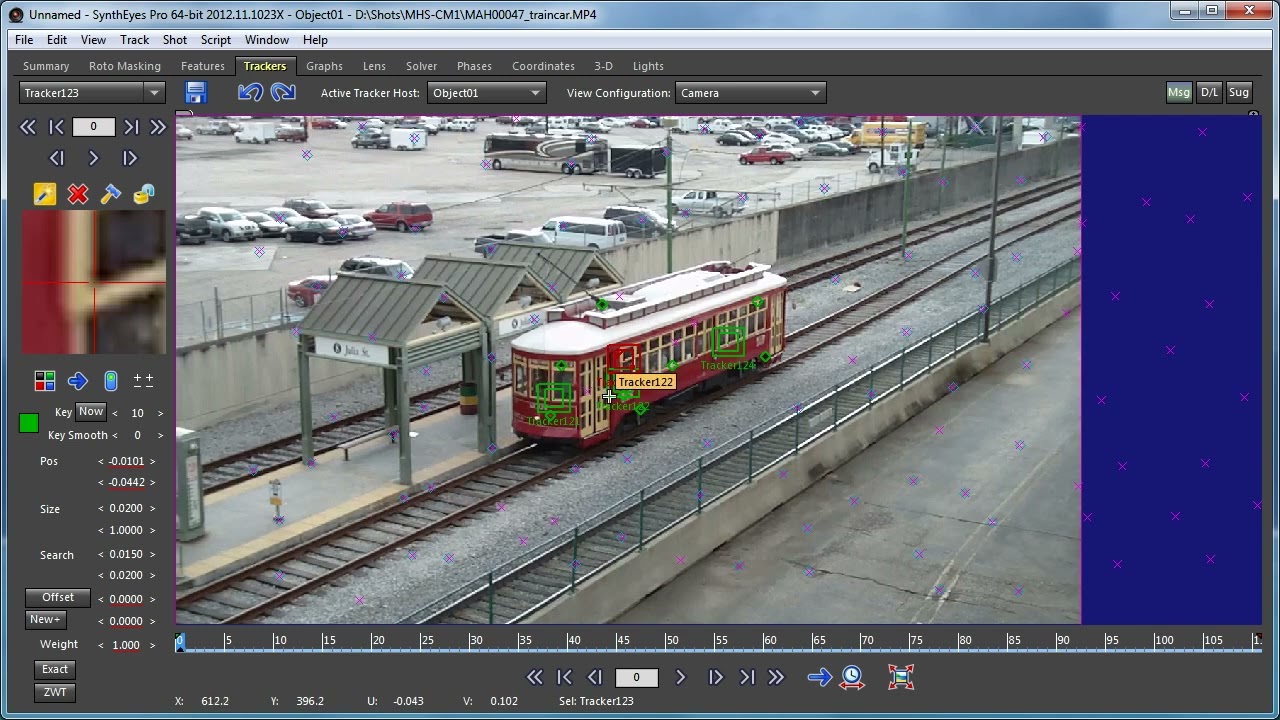 Inverted Perspective in Object Tracks in SynthEyes