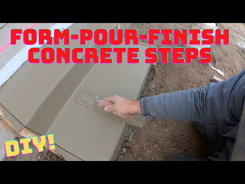 How to form, pour, and finish concrete steps-DIY