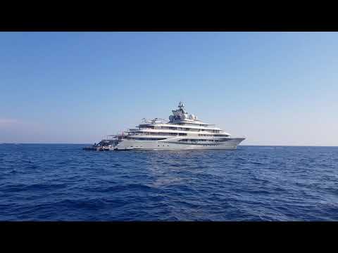 amazing yacht of the founder of AMAZON @ tha coast of petra santa italy.