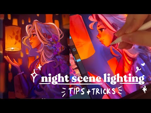 PAINTING A NIGHTTIME SCENE IN PROCREATE | tips + tricks to painting a night scene digitally