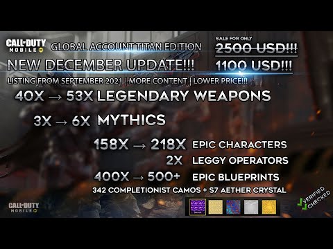 CODM Global Account  6x MYTHICS  | 53x LEGENDARIES | 500+ EPIC BLUEPRINTS | DECEMBER 2021 UPDATE