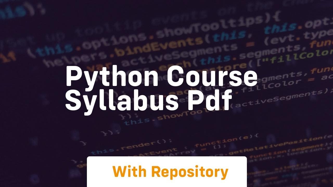 python course syllabus pdf