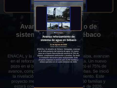 Avanza reforzamiento de sistema de agua en Sébaco