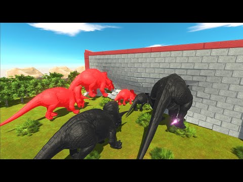 Different Size Dark Triceratops vs Red Triceratops Clash Block Race Animal Revolt Battle Simulator