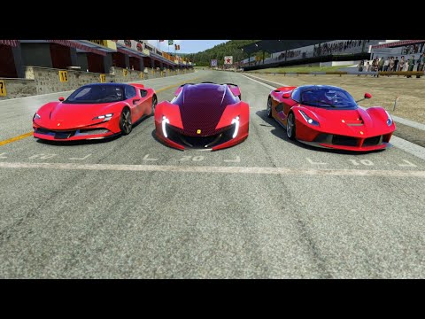 Ferrari Impronta Concept vs Ferrari SF90 Stradale vs Ferrari LaFerrari at Old Spa