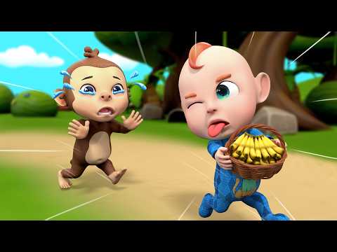 Rob Won’t Share Bananas with Monkey 😱🍌 | Sharing Song | Rosoo Nursery Rhymes & Kids Songs